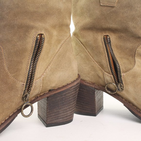 FIORENTINI + BAKER Block Heel Boots Bootie Size EU 39 US 9 Green/Taupe - Picture 12 of 16